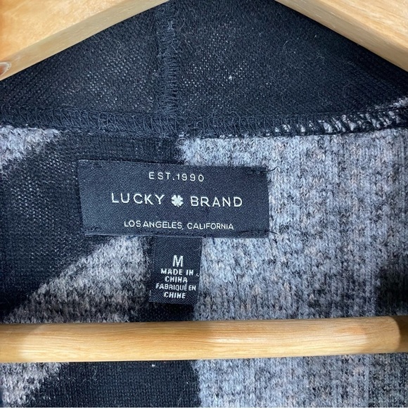 Lucky Brand BOHO Abstract Print Waterfall Drapey Open Front Soft Cardigan Medium - Picture 2 of 4